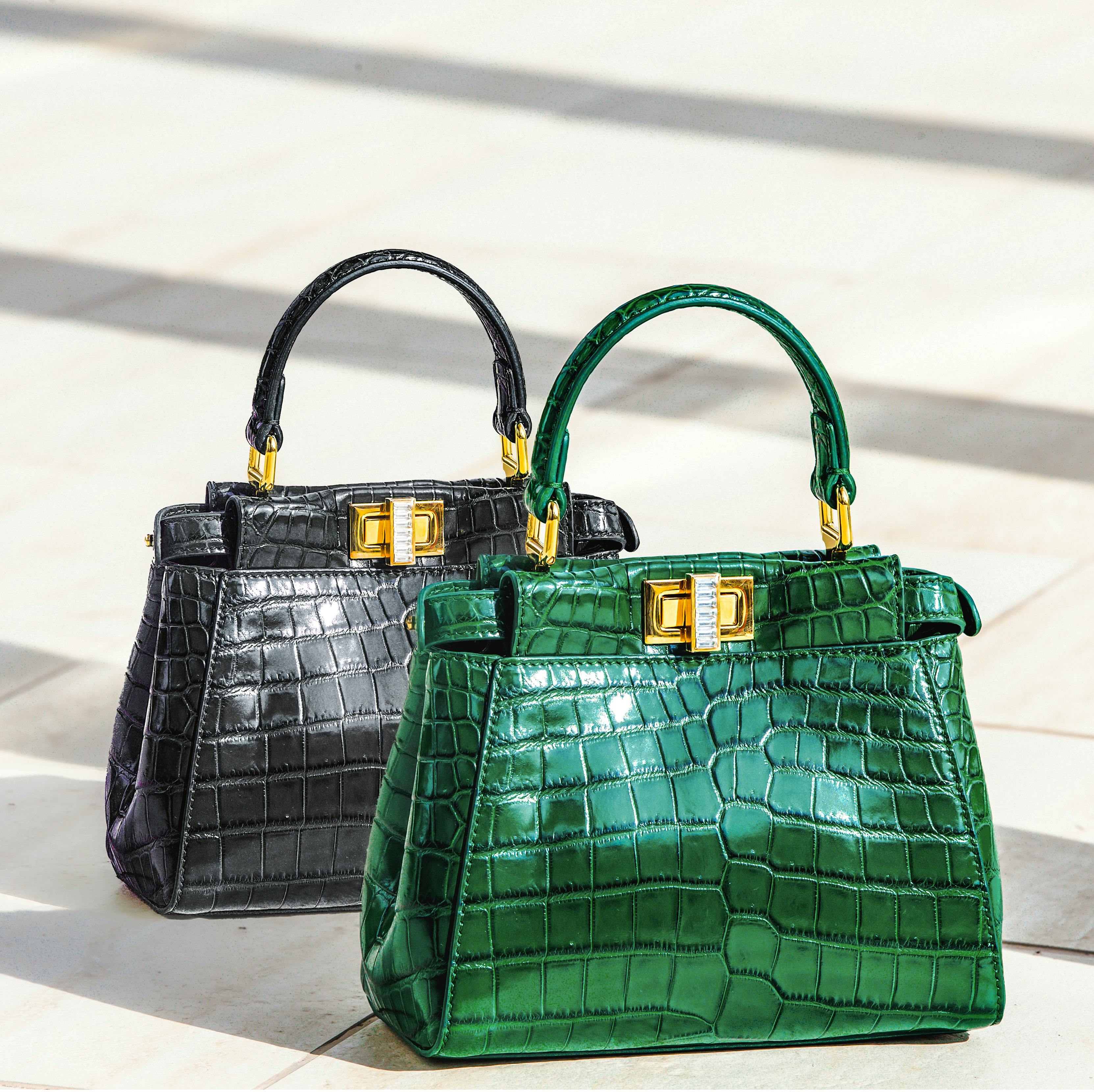 persian croc leather handbag